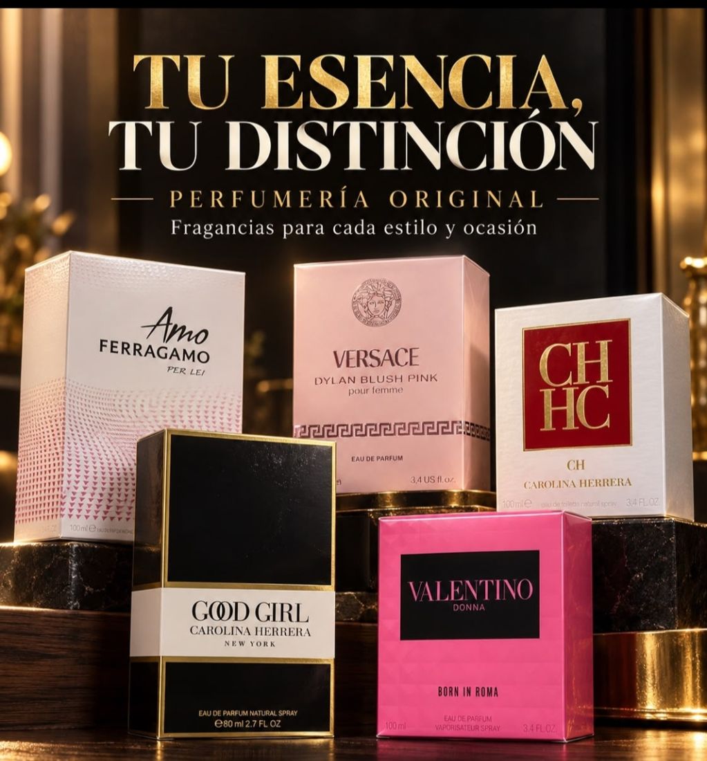Perfumes originales Ferragamo, Versace, Carolina Herrera y Valentino